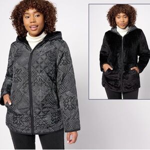 SUSAN GRAVER Reversible Black Quilted Women's Jacket